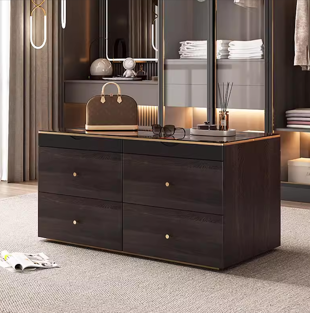  خزانة ملابس خشب كبيرة مودرن بسعة تخزين واسعة وأدراج - دولاب ملابس من KS-Furniture 