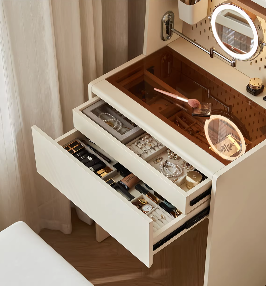  Compact dressing table with chair and illuminated mirror 