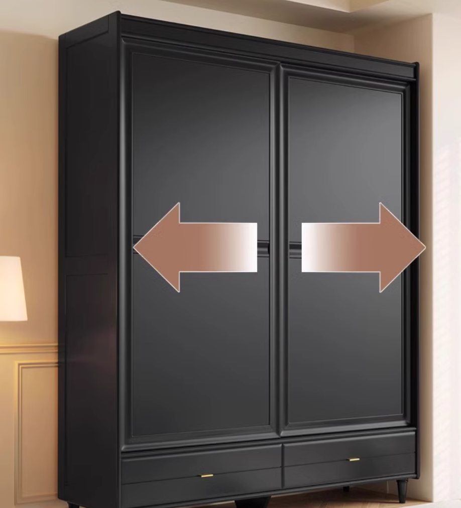  خزانة ملابس خشب مودرن بمقابض رأسية بلون متباين - دولاب ملابس كبير من KS-Furniture 