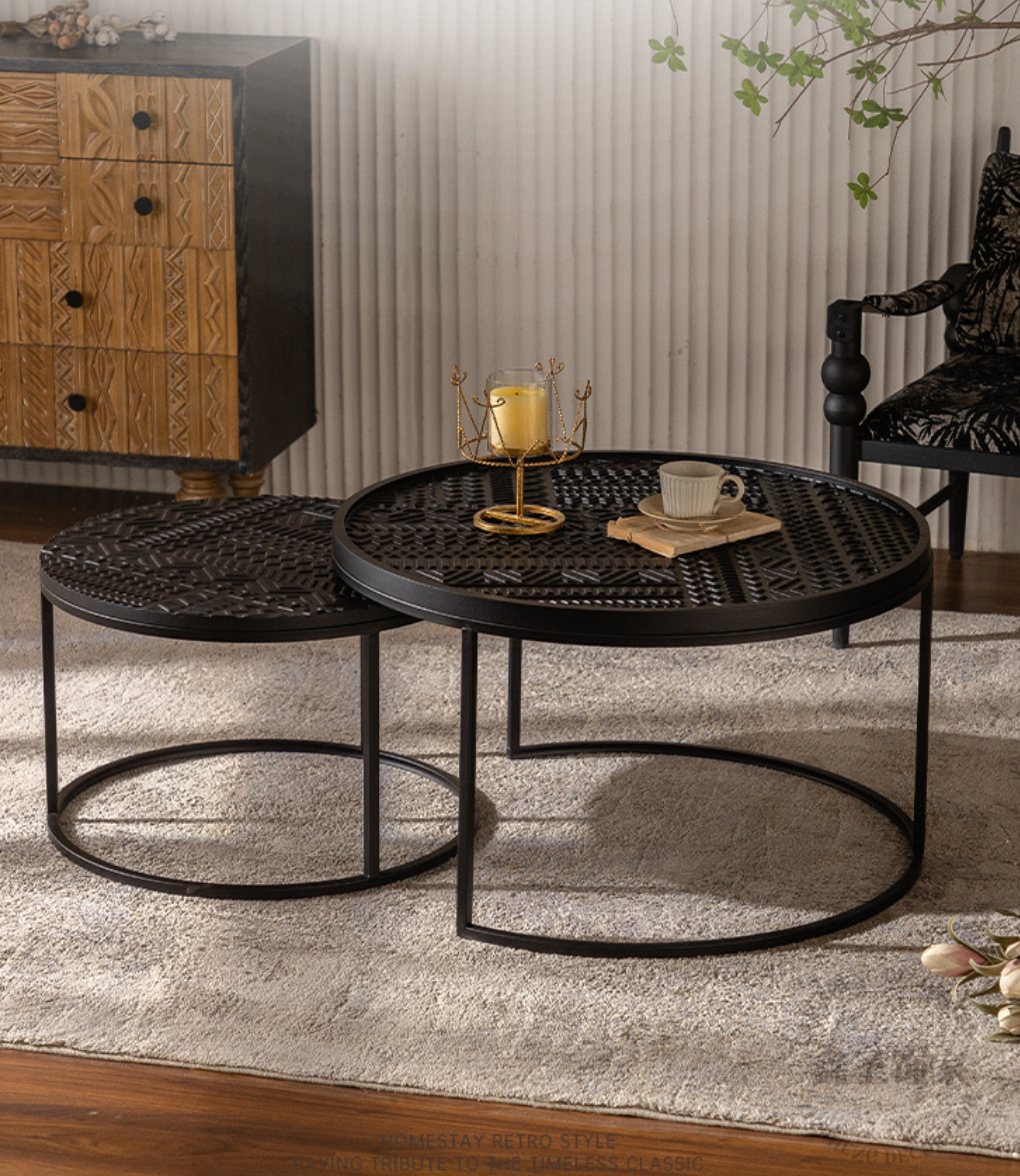  Two vintage carved tables 