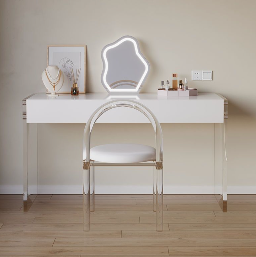  Acrylic dressing table with chair and mirror 