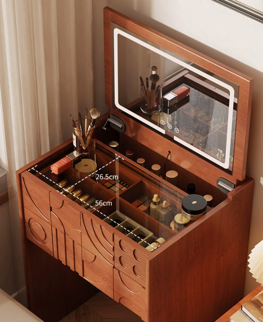  Decorative table and small makeup cabinet with wooden designs 