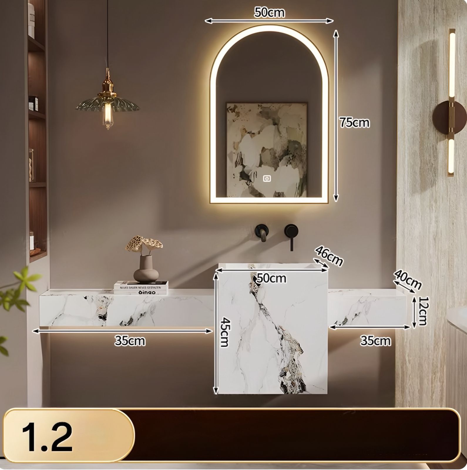  حوض غسيل فاخر مدمج مع لوح حجري 