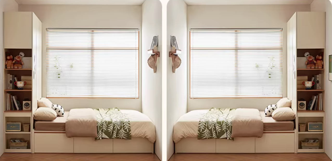  Bed with wardrobe and desk 