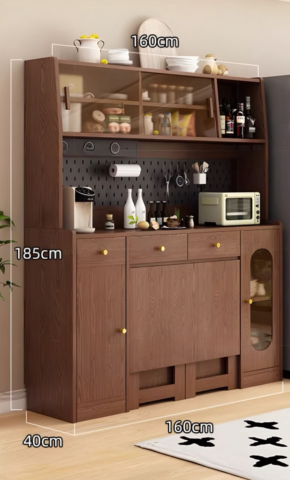  خزانة تخزين جدارية مدمجة مع طاولة الطعام وكراسي 