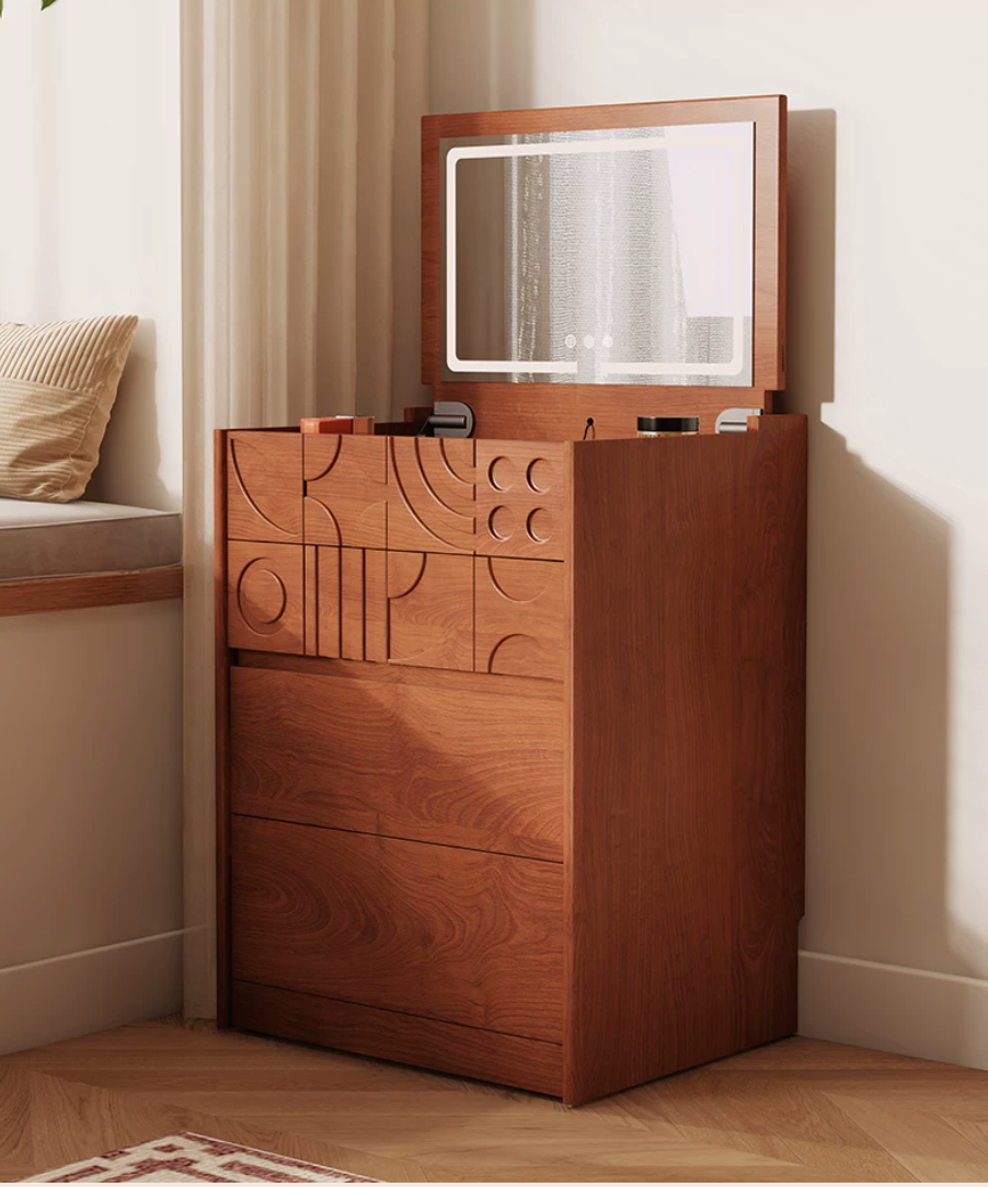  Decorative table and small makeup cabinet with wooden designs 