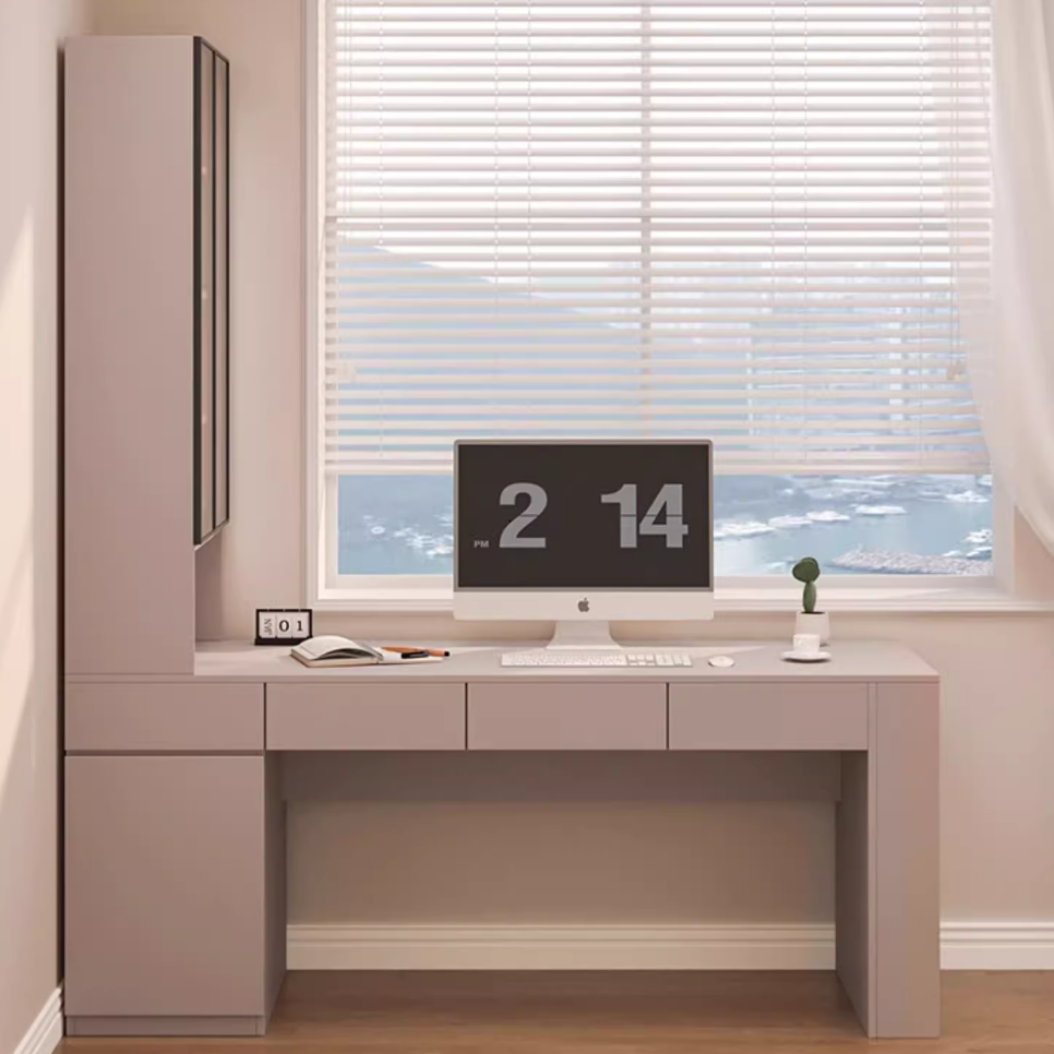  wooden desk and bookcase 
