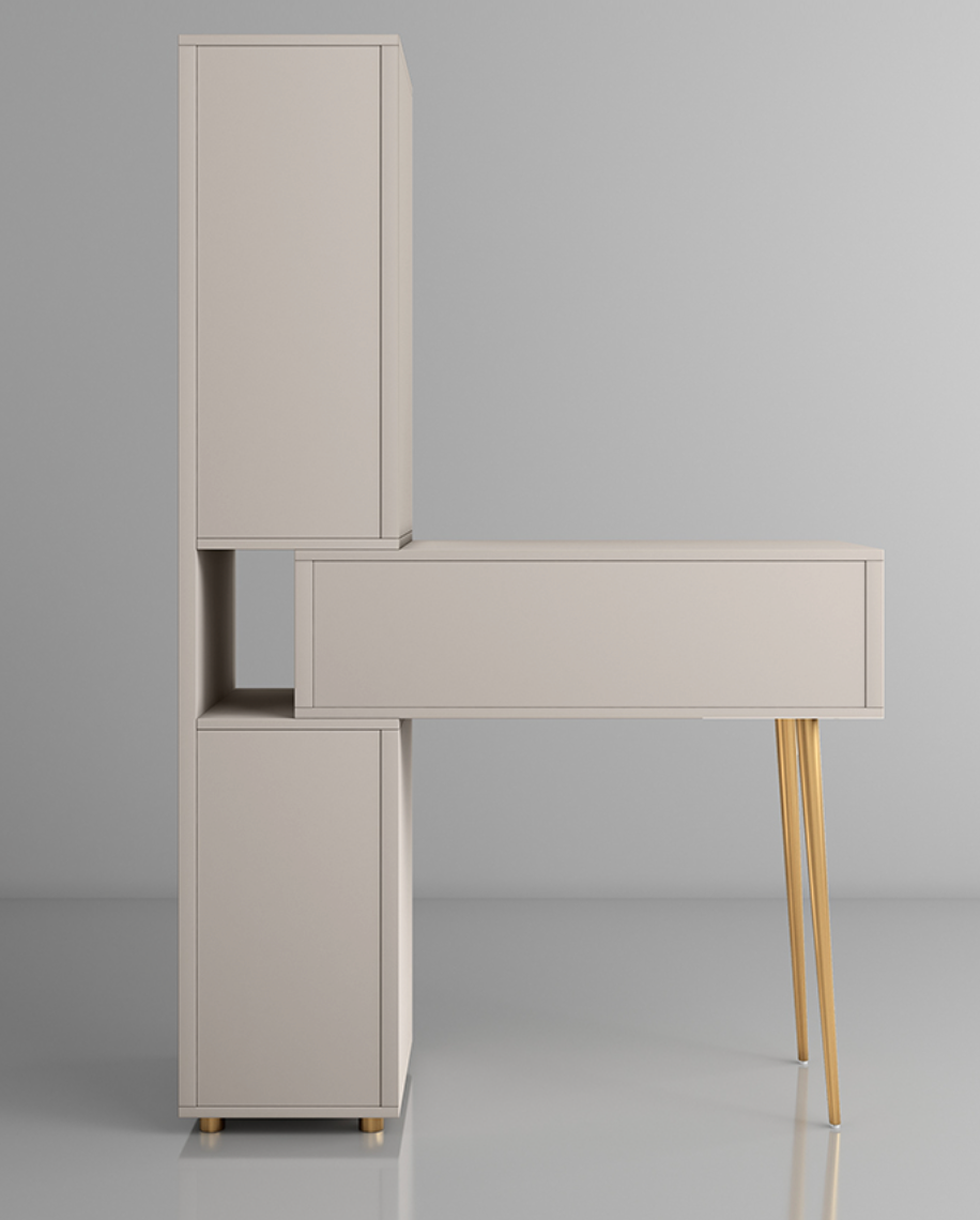  Nordic table with sideboard, mirror and chair 