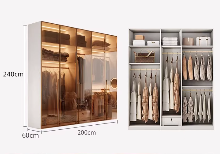 Luxurious modern wardrobe with a glass door design 