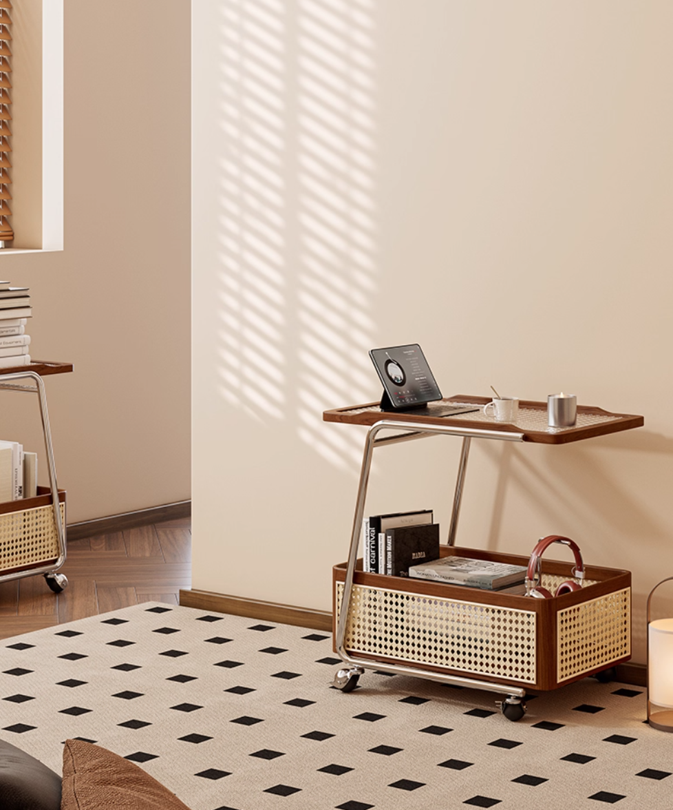  Side table with mobile storage cart 