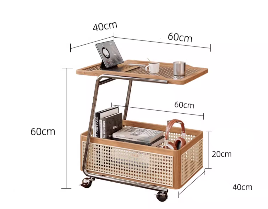  Side table with mobile storage cart 