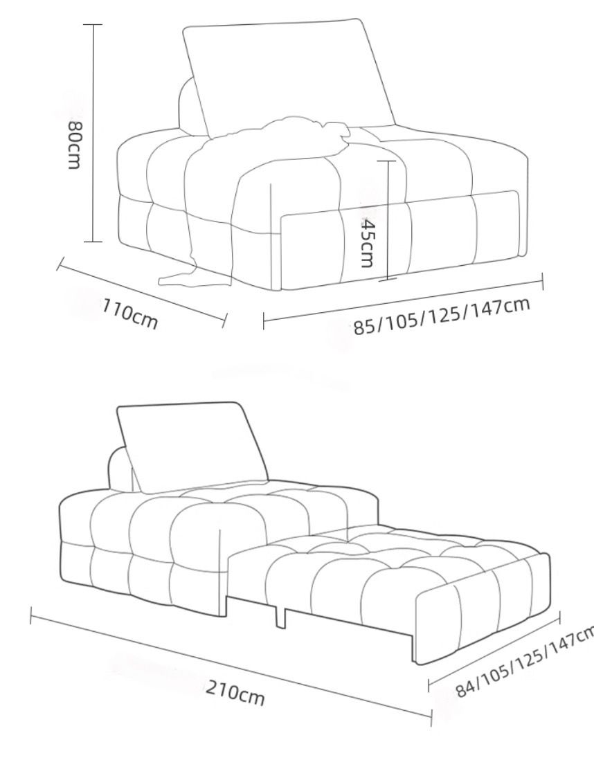  Single sofa bed with a folding design 