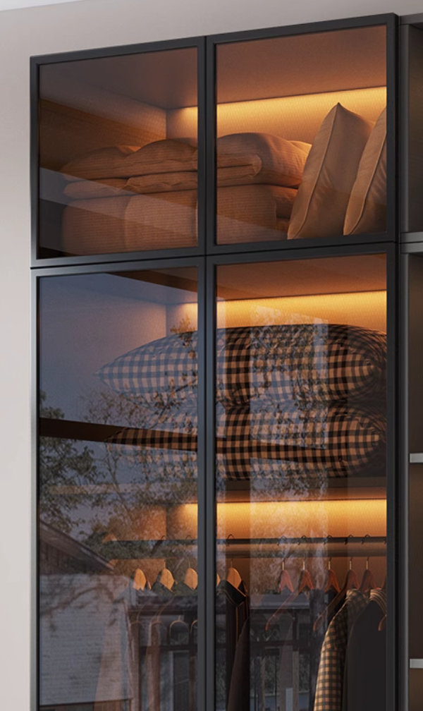  خزانة ملابس مودرن مع طاولة زينة بمرآة LED - دولاب ملابس متكامل من KS-Furniture 