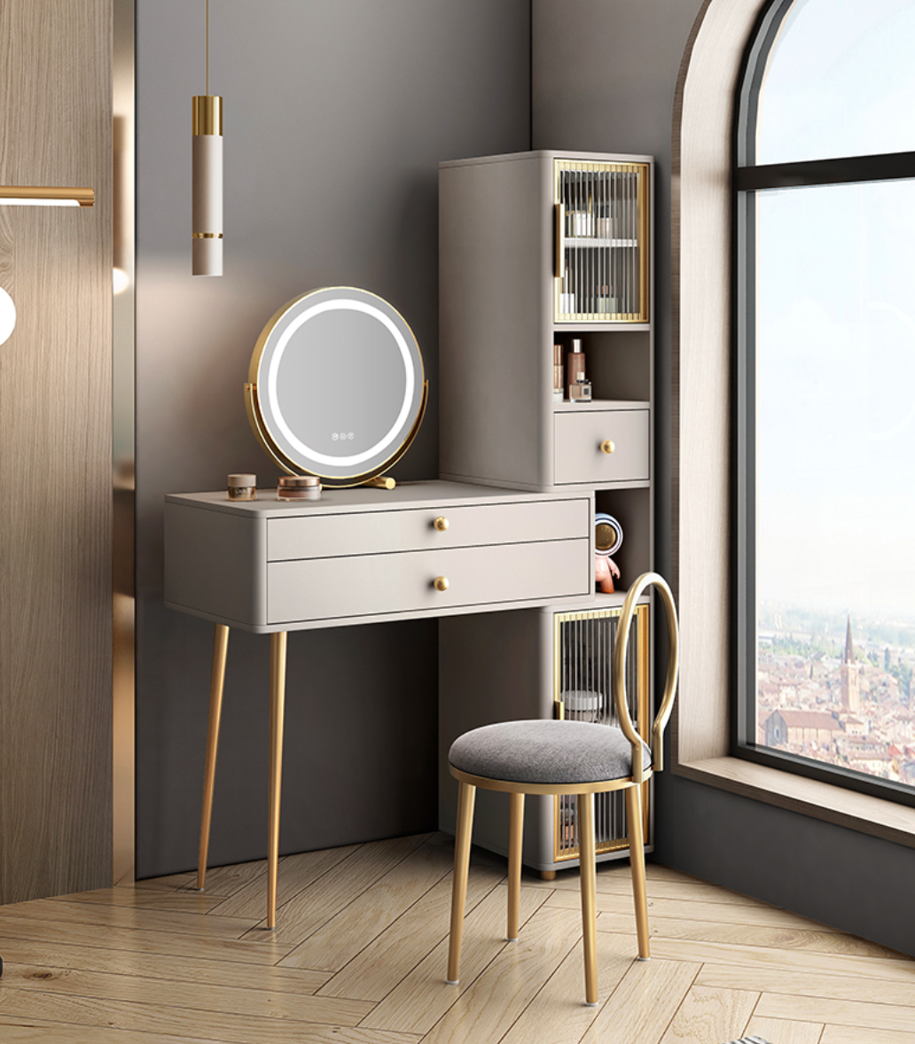  Nordic table with sideboard, mirror and chair 