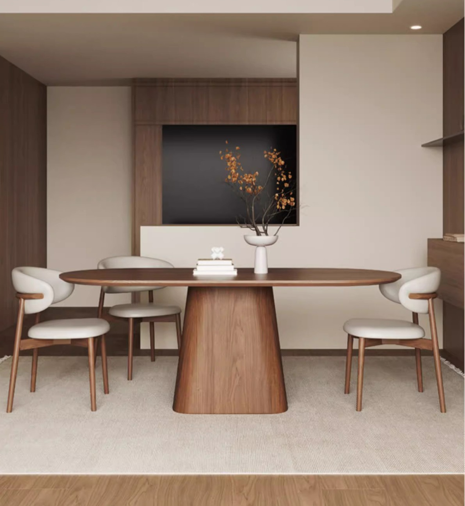  Walnut oval dining table 