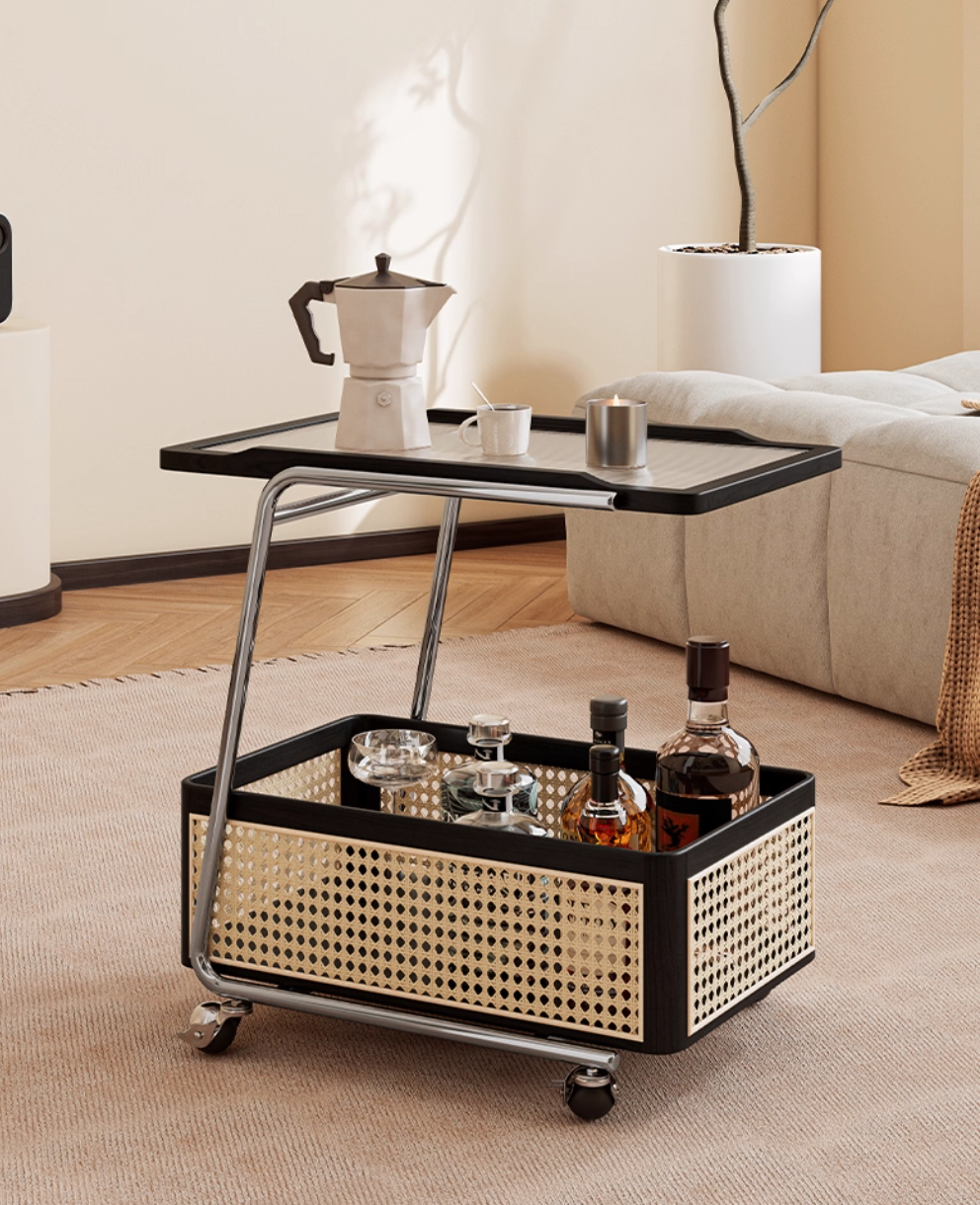  Side table with mobile storage cart 
