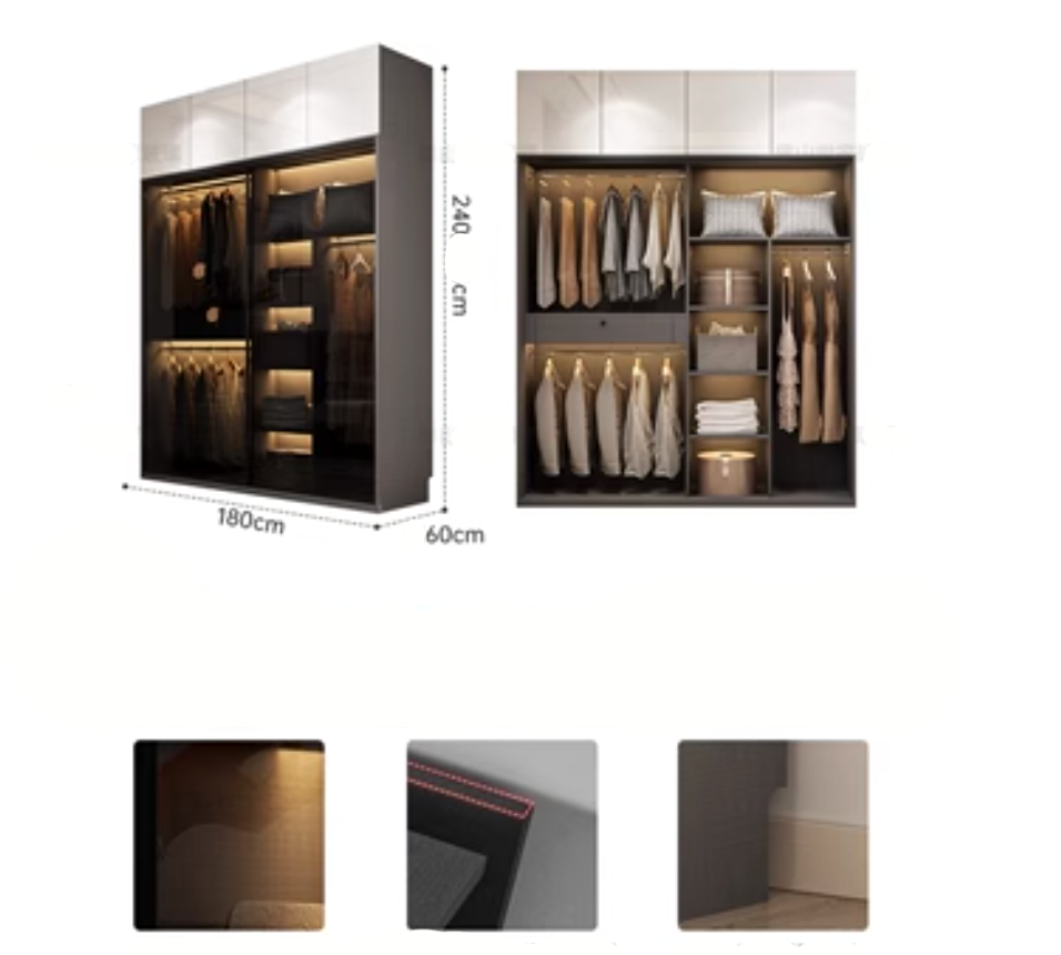  خزانة ملابس مودرن خشب وزجاج بأبواب إطار معدني - دولاب ملابس عصري من KS-Furniture 