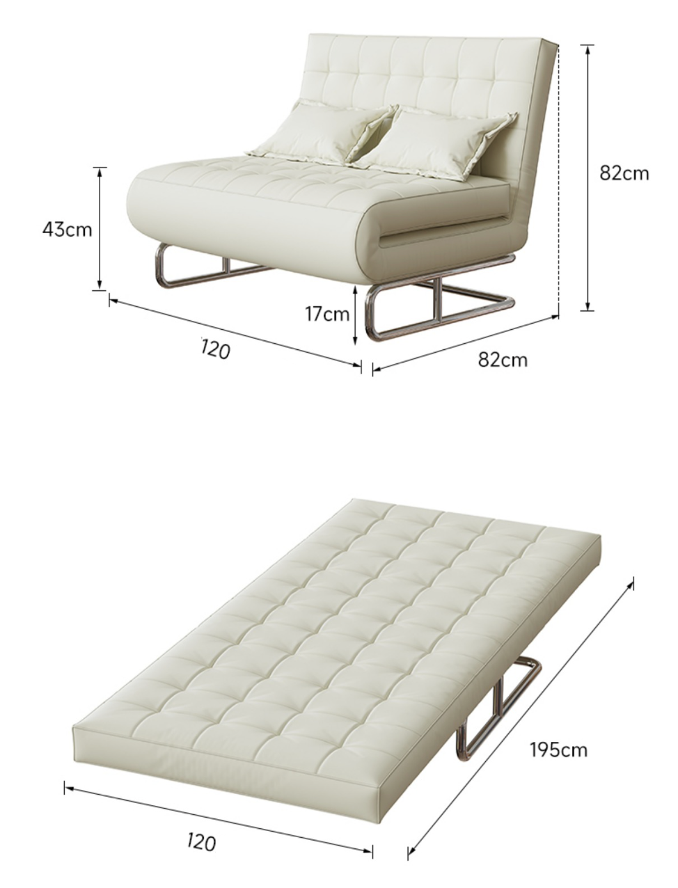  Leather folding sofa bed 
