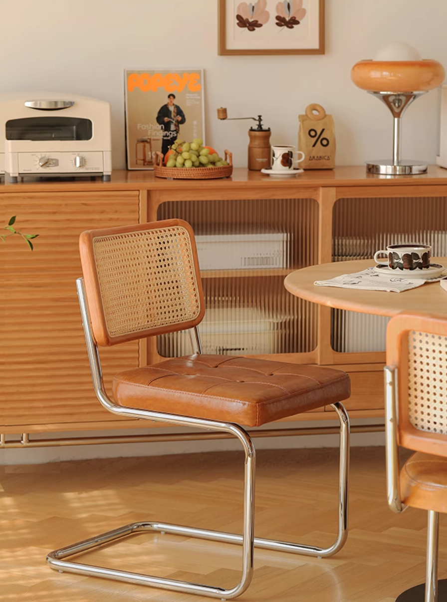  Wooden chair with rattan 
