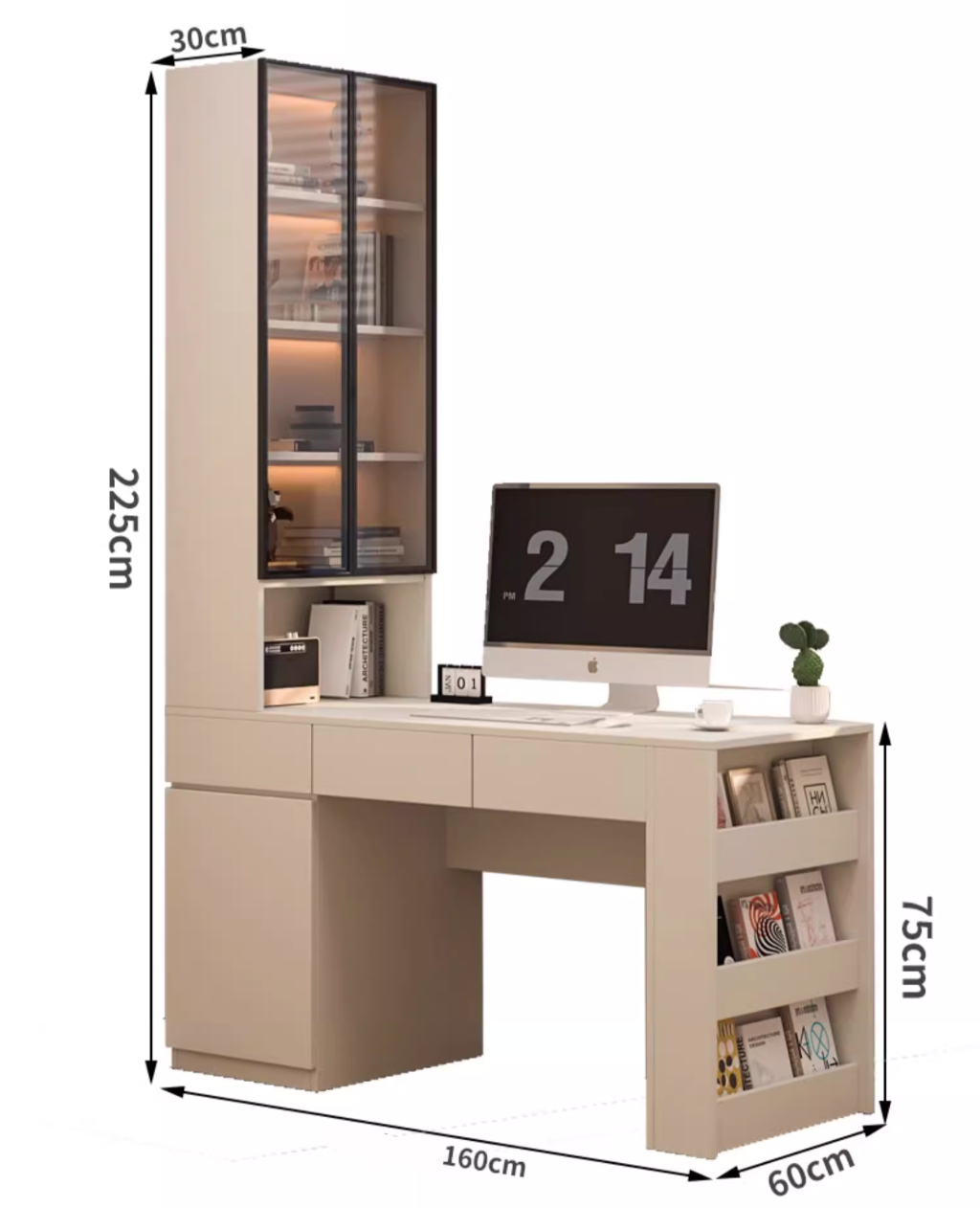 wooden desk and bookcase 