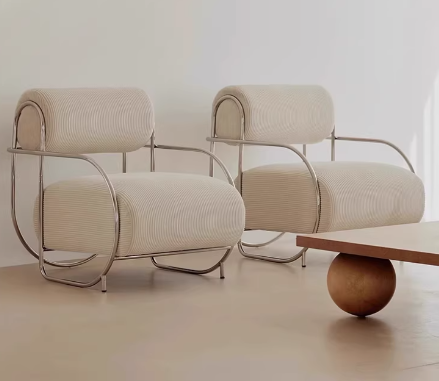  Stylish single sofa with footrest 