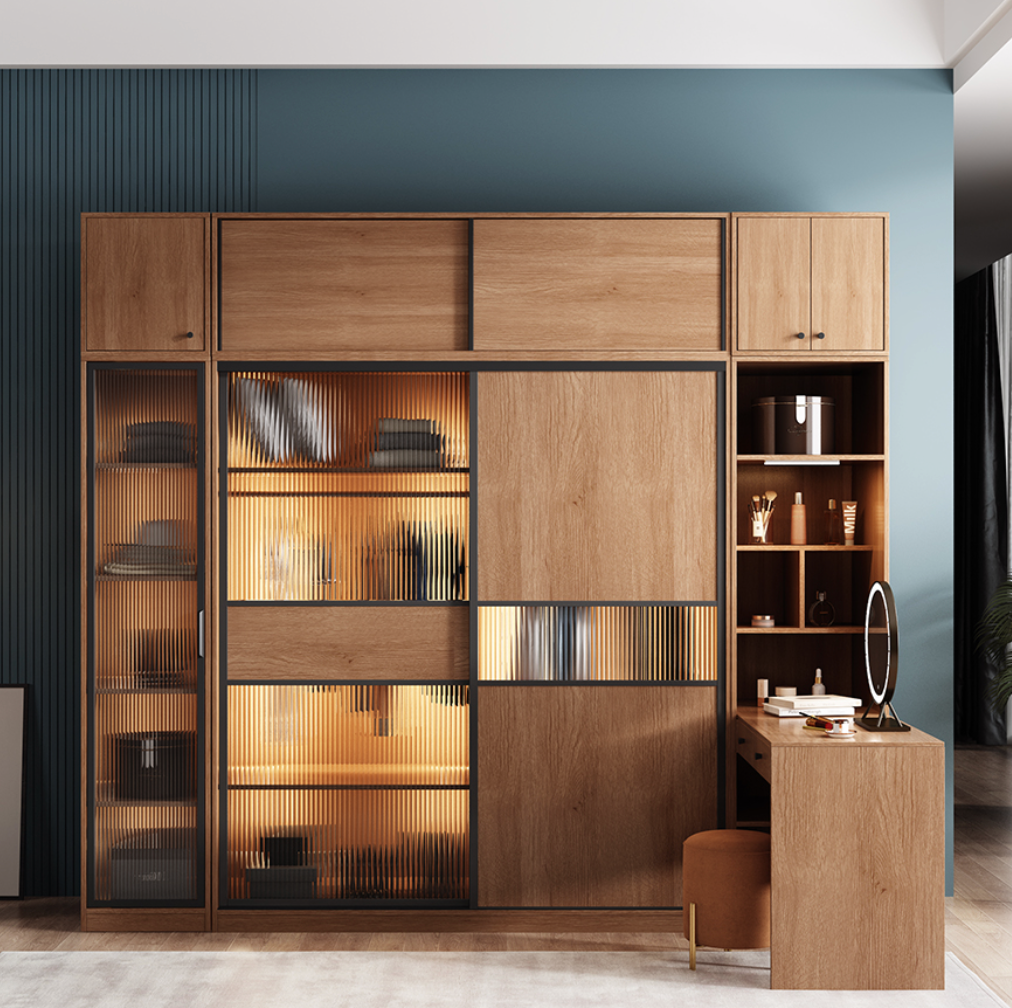 خزانة ملابس مودرن مع تسريحة مدمجة موفرة للمساحة - دولاب ملابس من KS-Furniture 