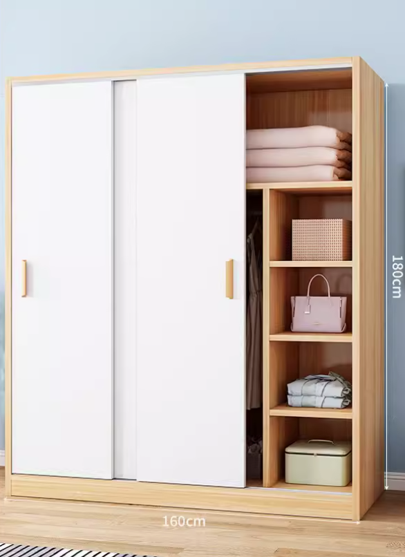 خزانة ملابس خشب مودرن أبواب منزلقة سحاب - دولاب ملابس ذكي من KS-Furniture 