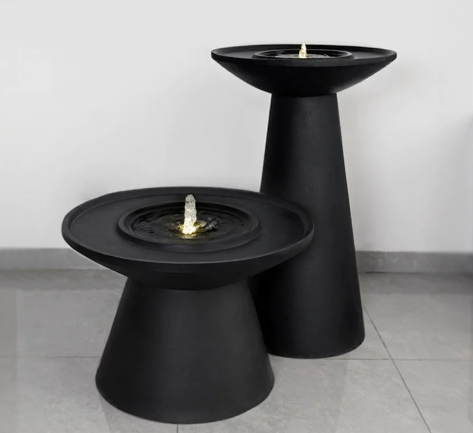  A fountain with a modern design and a serene atmosphere 