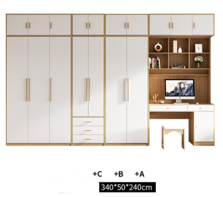  خزانة ملابس خشب مودرن مع مكتب مدمج - دولاب ملابس ذكي من KS-Furniture 