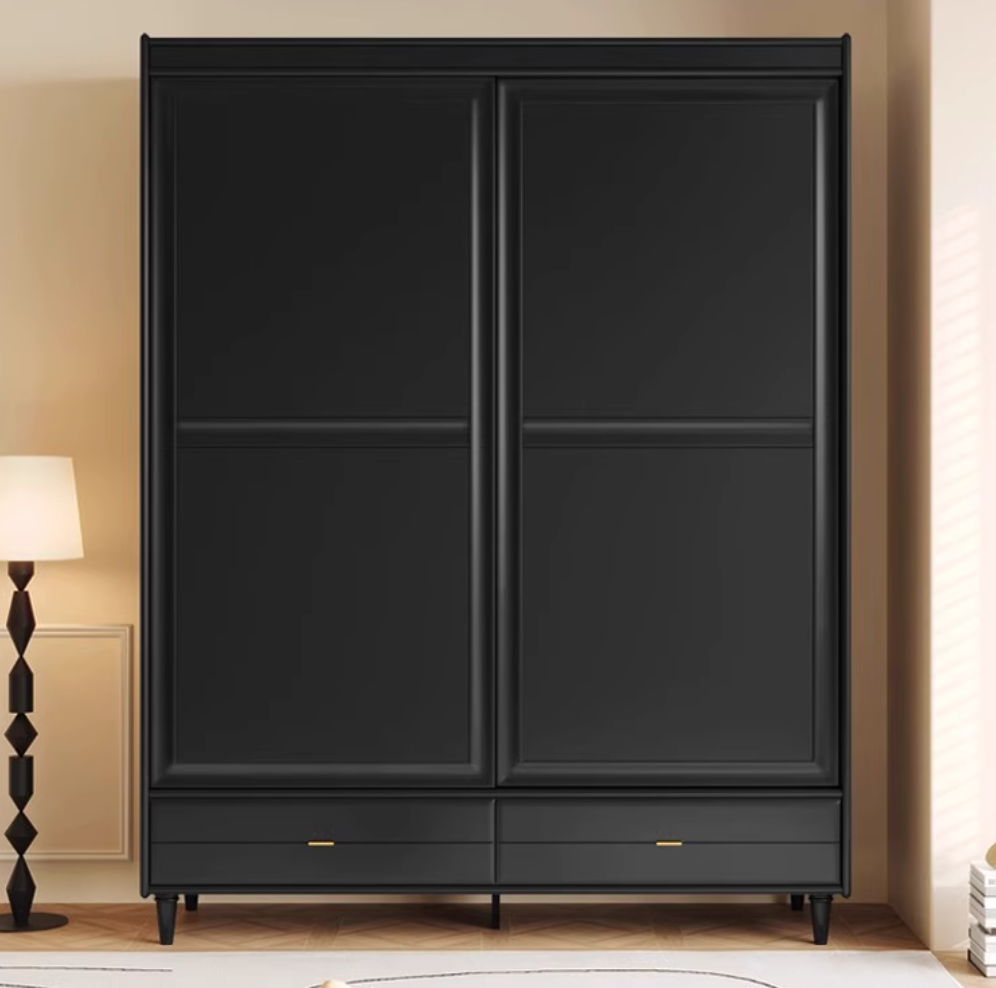  خزانة ملابس خشب مودرن بمقابض رأسية بلون متباين - دولاب ملابس كبير من KS-Furniture 