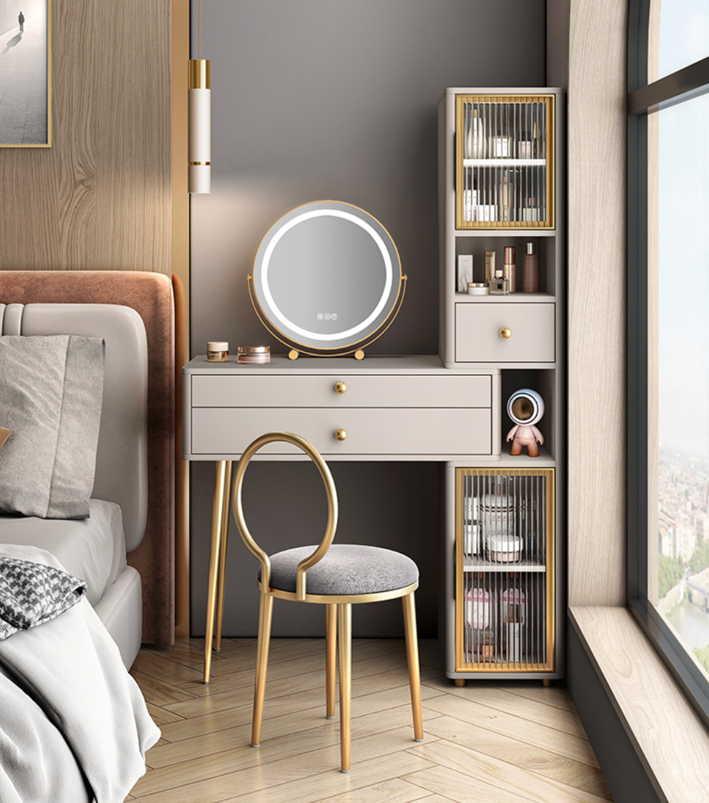  Nordic table with sideboard, mirror and chair 