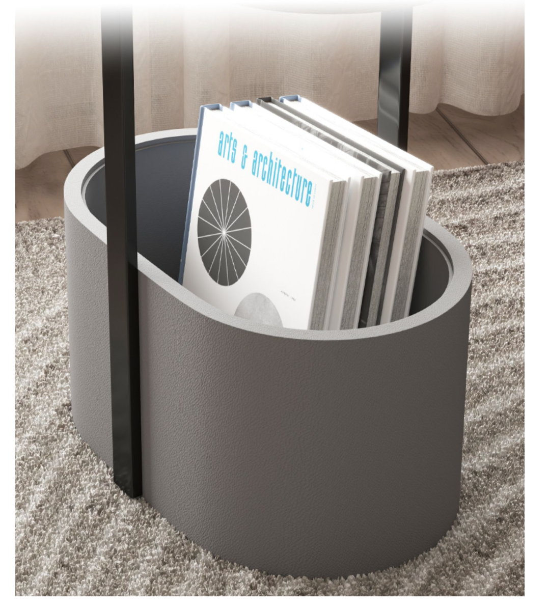  Bedside table with lighting and bucket 