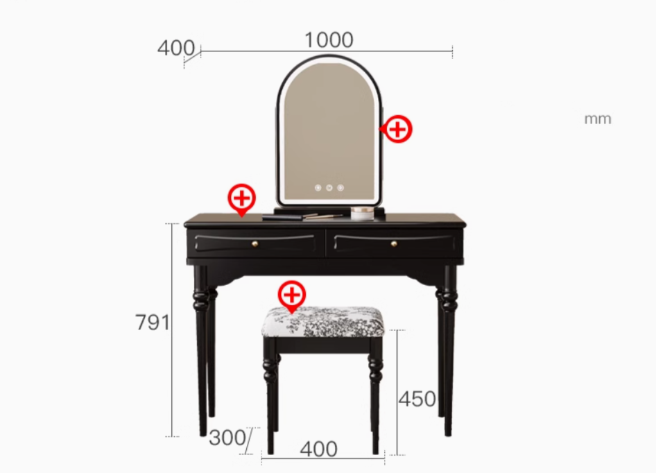  Dressing table with chair and illuminated mirror 