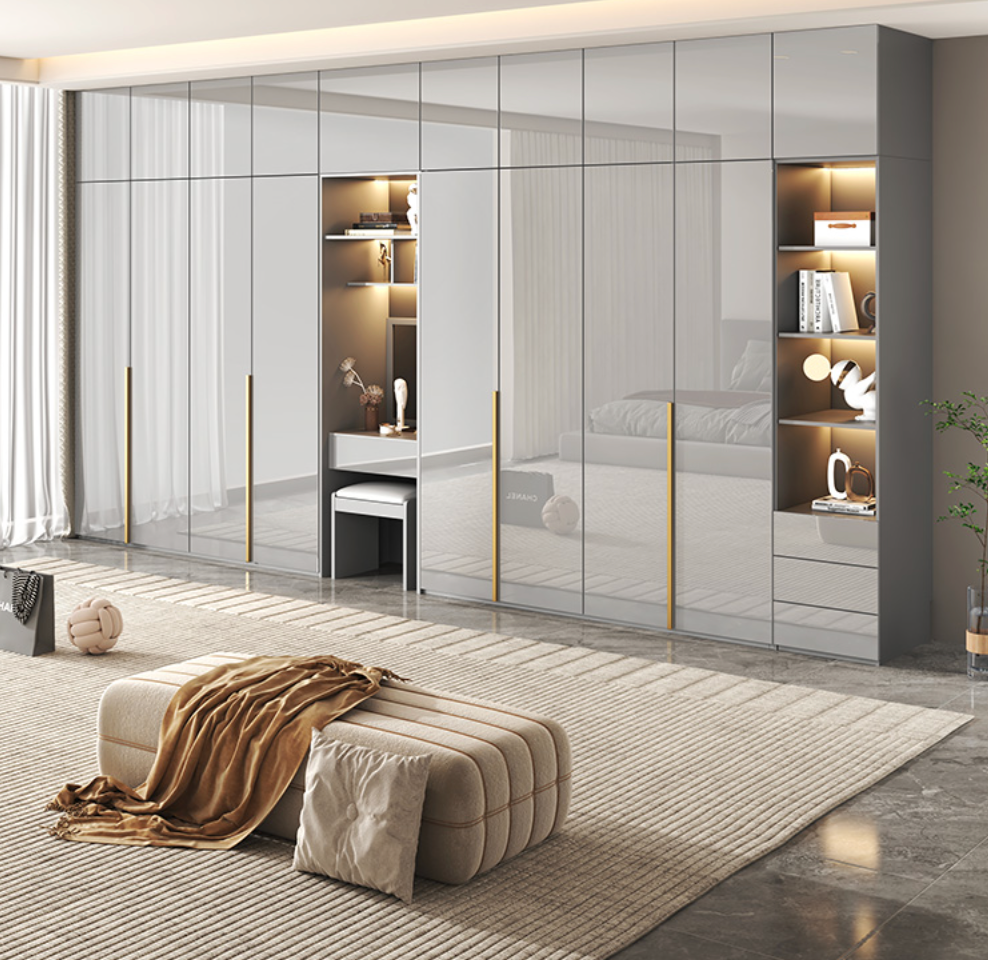  طقم خزانة ملابس خشب مودرن مع طاولة زينة وخزانة جانبية - أثاث متكامل من KS-Furniture 
