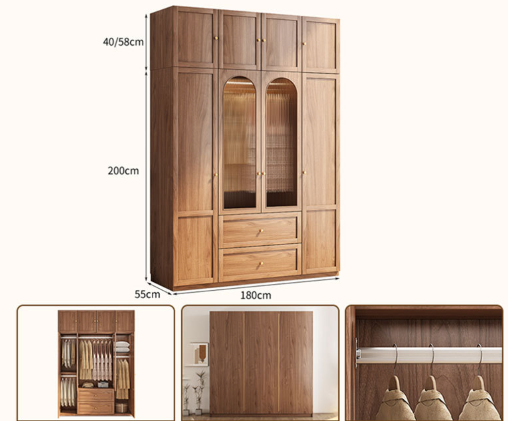  خزانة ملابس يونجو خشب مودرن أبواب سحاب - دولاب ملابس كبير من KS-Furniture 