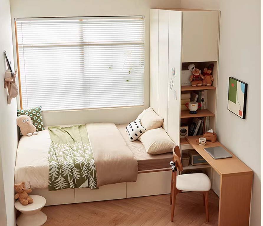  Bed with wardrobe and desk 