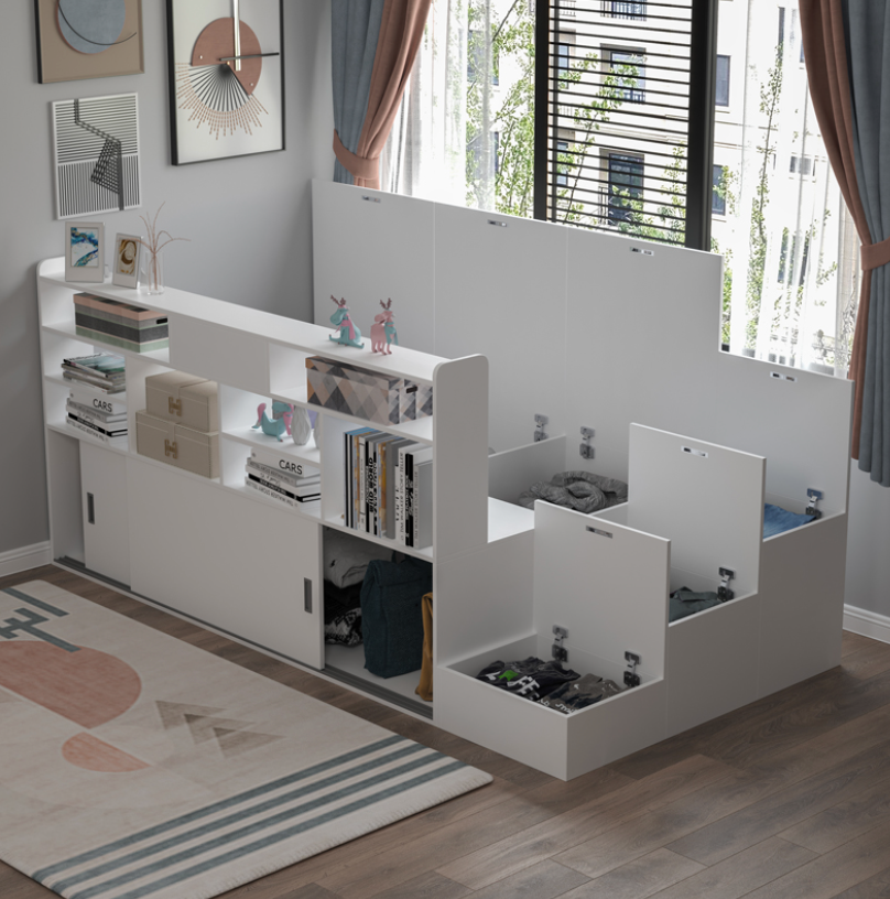  Bed with wardrobe and drawer 