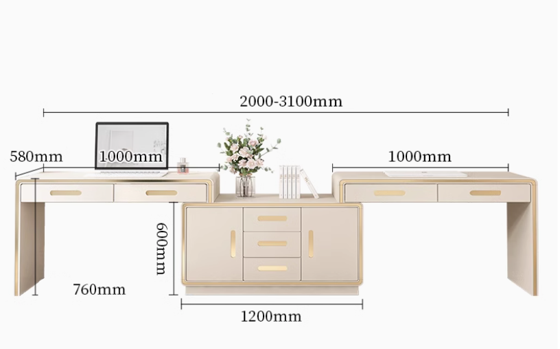  Retractable double desk 