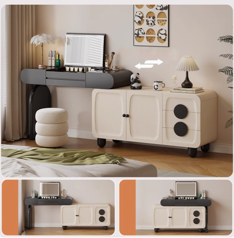  Dressing table with drawers and a hidden folding mirror 