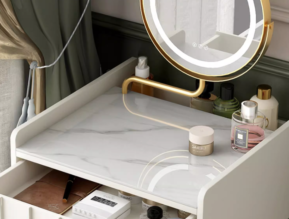  Nordic corner dressing table with chair and illuminated mirror 