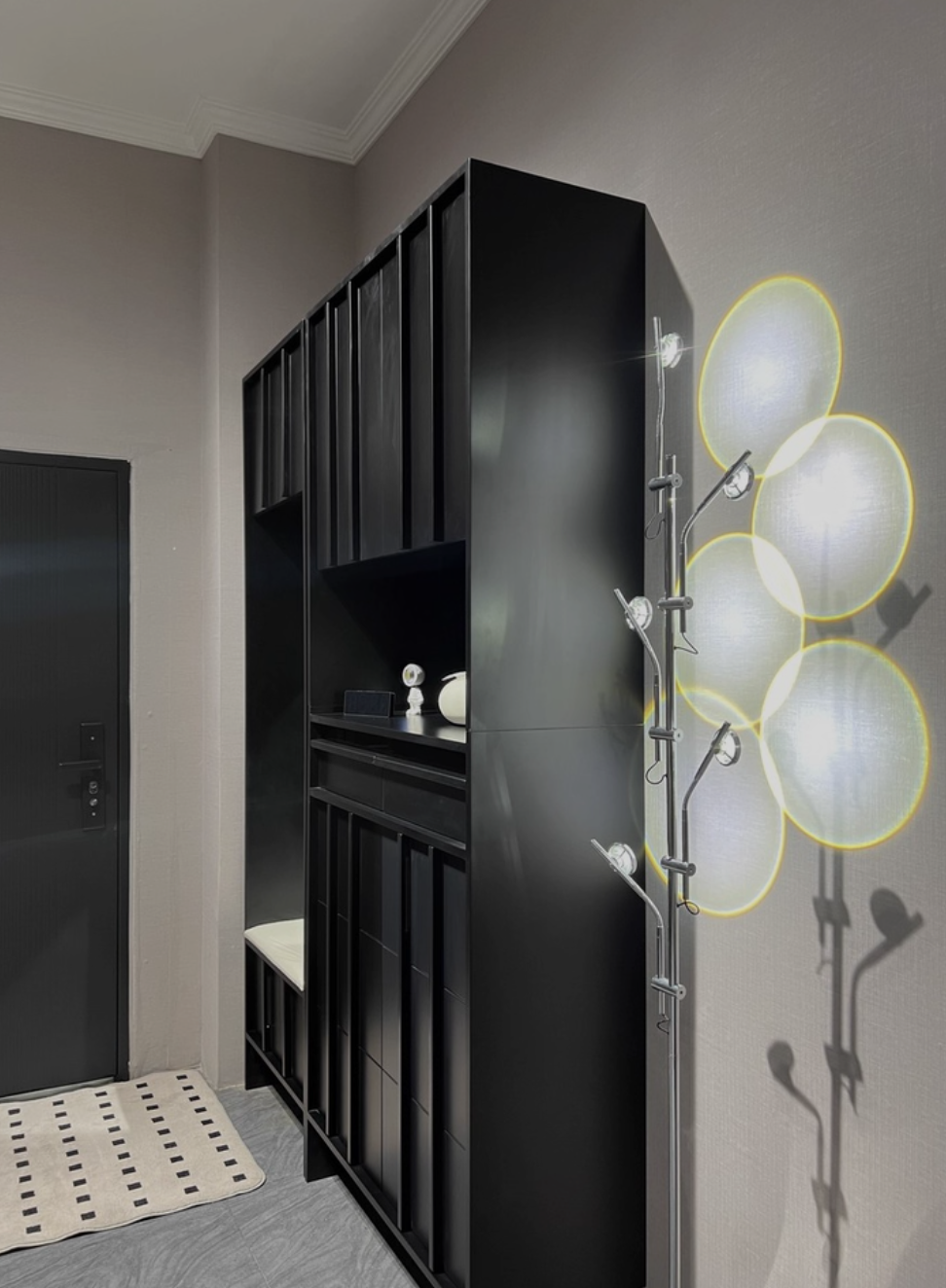  Wooden shoe cabinet for the entryway with mirror and bench 