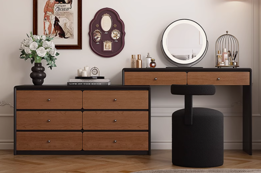  Dressing table with mirror and modern chair 
