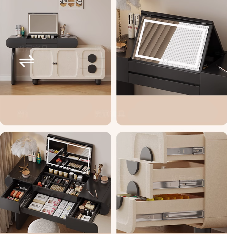  Dressing table with drawers and a hidden folding mirror 