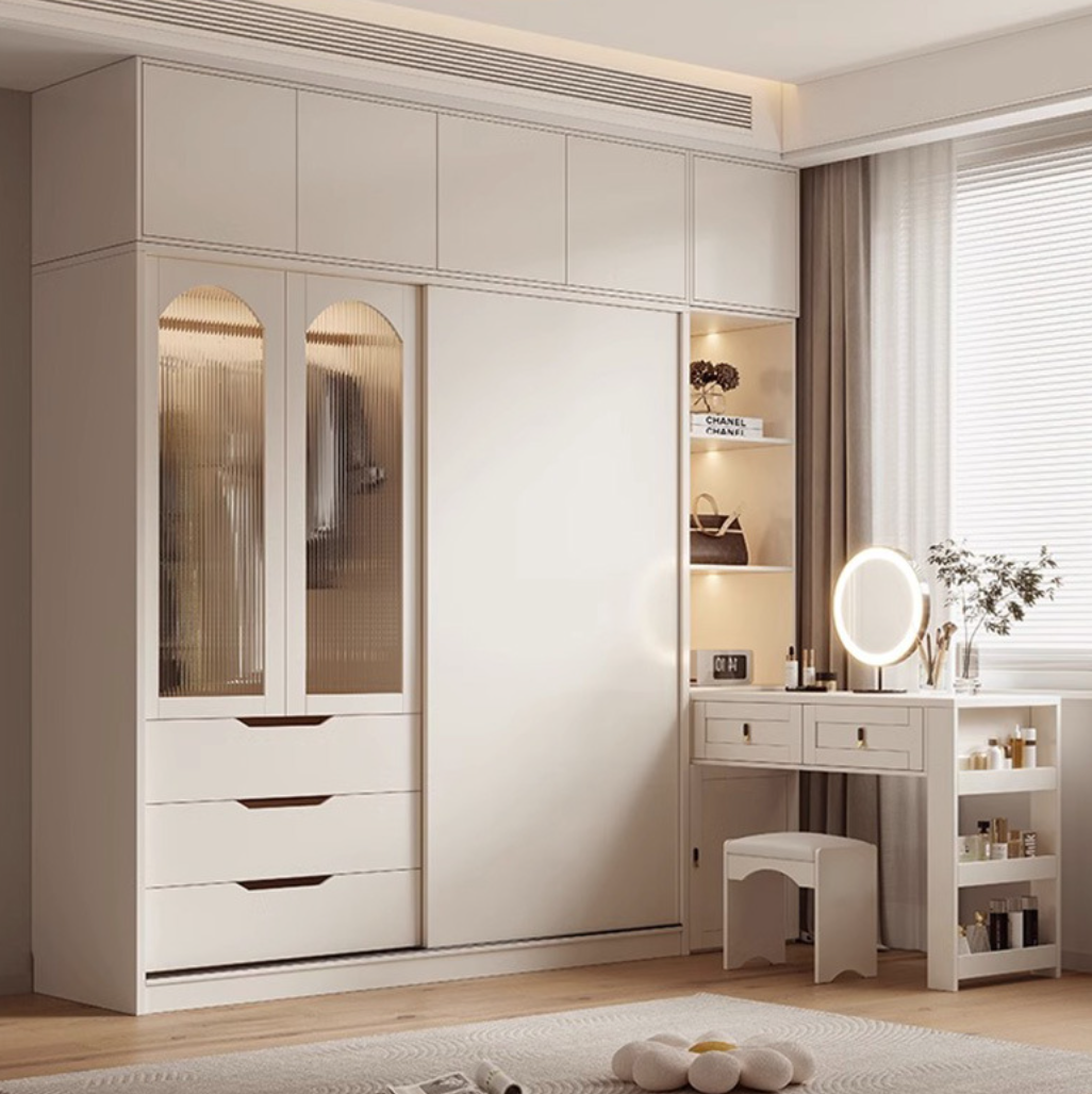  خزانة ملابس مع طاولة زينة ومرآة مدمجة مودرن - دولاب ملابس ذكي من KS-Furniture 