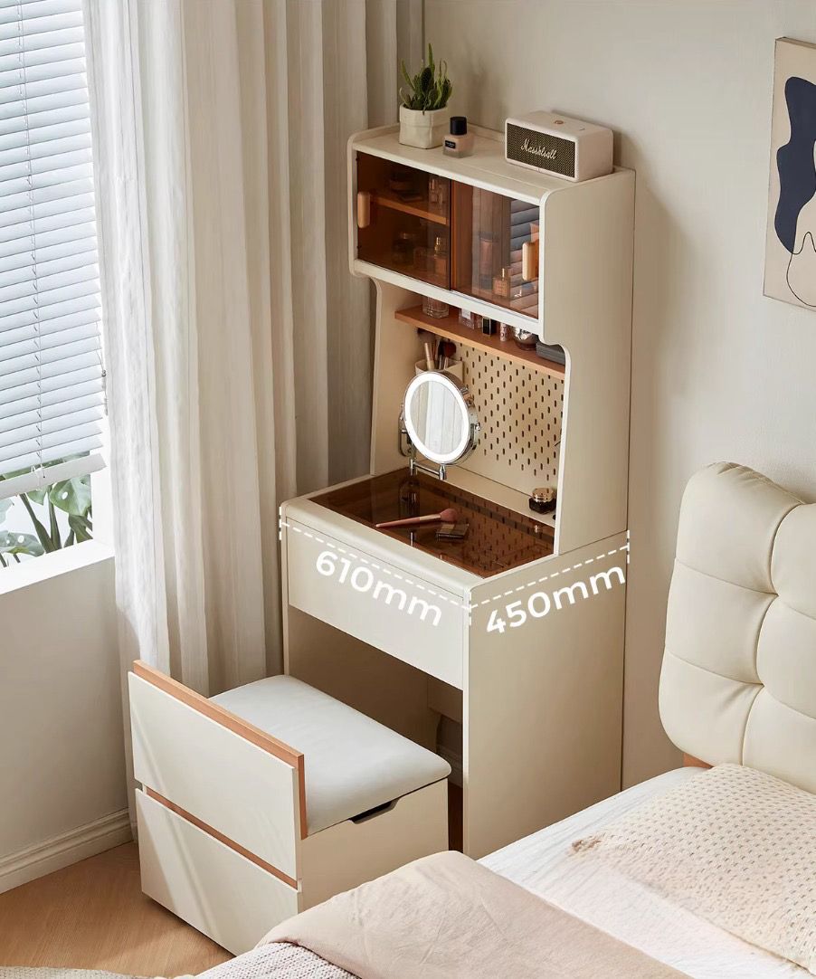  Compact dressing table with chair and illuminated mirror 