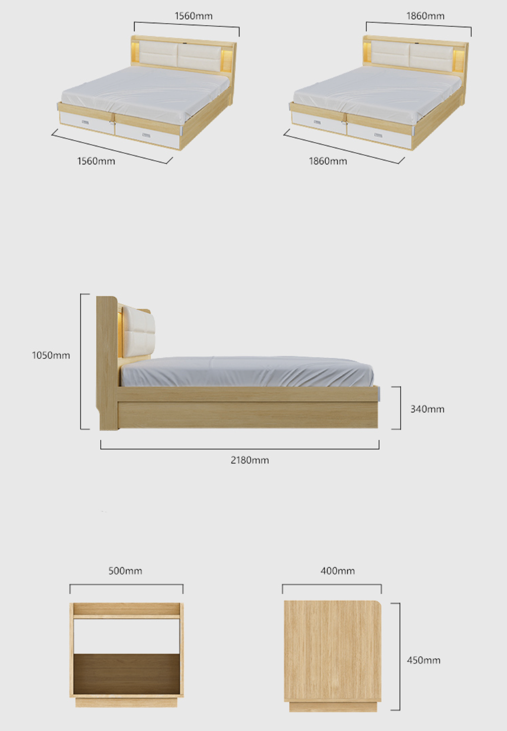  Bed with side table Muyue 