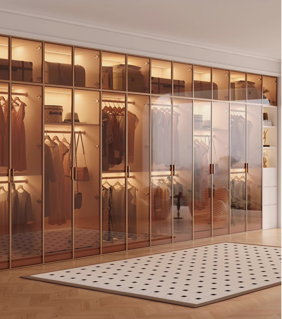  Luxurious modern wardrobe with a glass door design 