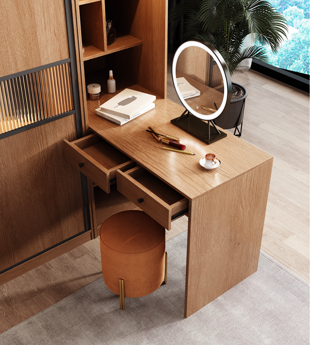  خزانة ملابس مودرن مع تسريحة مدمجة موفرة للمساحة - دولاب ملابس من KS-Furniture 