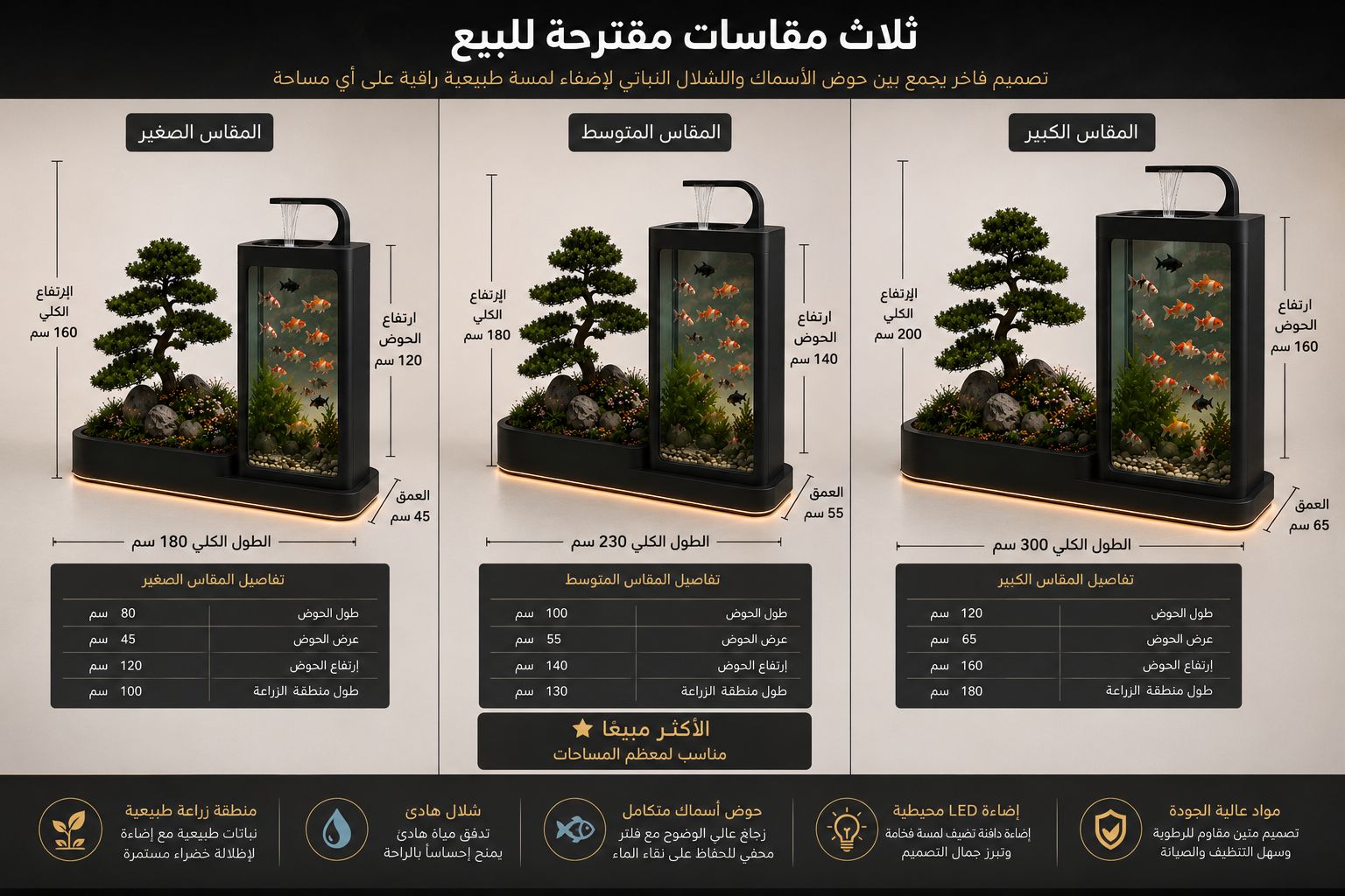  حوض ونافورة ونباتات بتصميم عصري 
