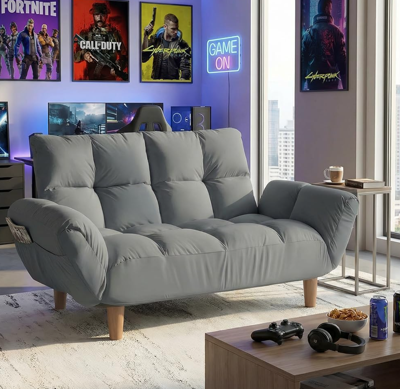  Folding sofa that converts into a bed with adjustable armrests (Delivery within 3 working days in Riyadh) 